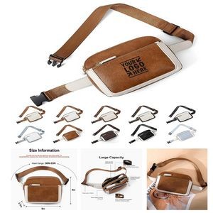 Women 4 Compartment Adjustable Strap 36-55in Fanny Pack Waterproof Pu Leather Fashion Waist Belt Bag