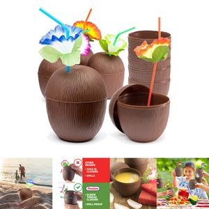 Coconut Cups with Flower Straws