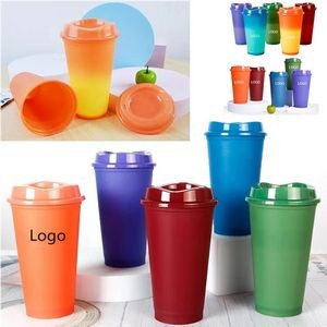 16oz Reusable Color Changing Cups Tumbler with Lids