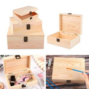 Unfinished Wood Treasure Chest Decorative Wooden Box