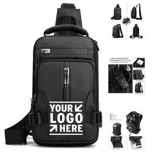 Travel Chest Sling Bag Casual Daypack With USB Charging Port