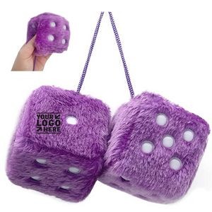 Purple Retro Square Fuzzy Plush Dice