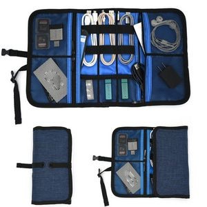 Roll Up Electronics Accessories Travel Gear Organizer Case