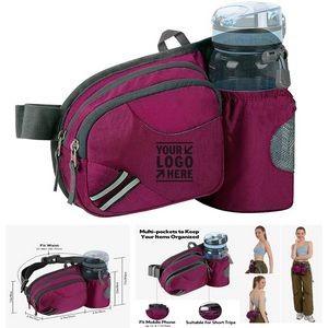 Fit All Phone Men Women Hiking Waist Bag Fanny Pack With Water Bottle Holder