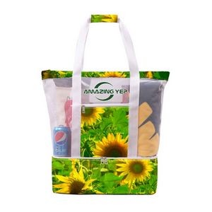 Mesh Beach Tote Bag W/ Cooler Insulated Detachable