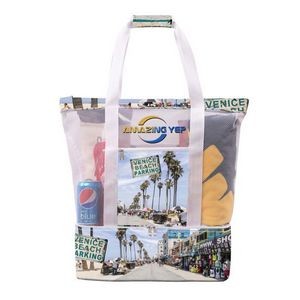 Outdoor Mesh Beach Tote Bag W/ Cooler Compartment