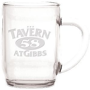 10 Oz. Haworth Glass Coffee Mug- Etched