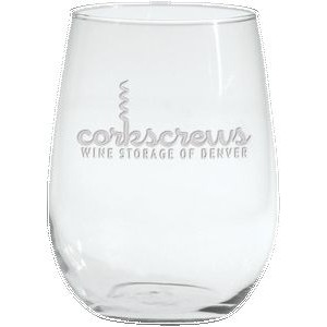 17 Oz. Vina Stemless White Wine Glass - Etched