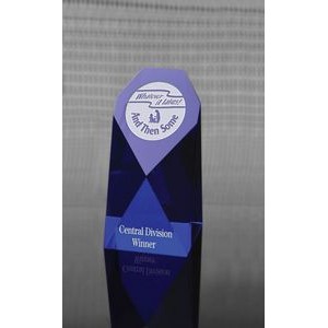 Small Cobalt Blue Monument Optical Crystal Award