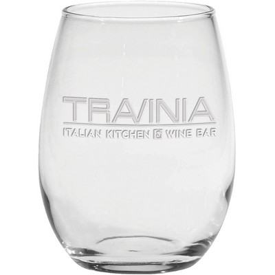 15 Oz. Stemless White Wine Glass - Etched