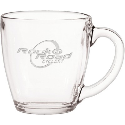 16 Oz. Glass Bistro Coffee Mug - Etched