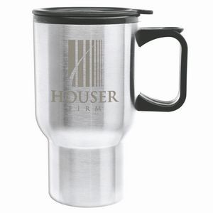14 Oz. Super Saver Double Wall Stainless Steel Tapered Touring Travel Mug - Laser Etched