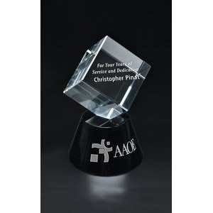 Tilting Cube on Base Optical Crystal Award