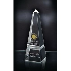 Small Grooved Obelisk Optical Crystal Award