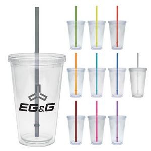 20 Oz. Carnival Cup w/Color Straw & Clear Lid