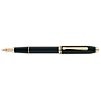 Cross Townsend Black Lacquer Fountain Pen Medium Tip 23 KT Gold Plated Appts
