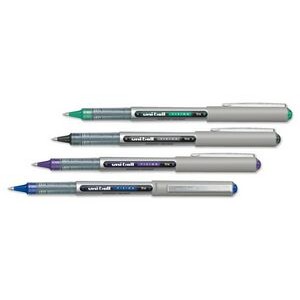 Uni-Ball Vision Capped Stainless Steel Tipped Pen WITH BLUE,BLACK,GREEN OR PURPLE INK