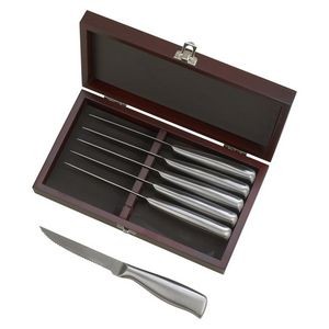 Stainless Steel Steak Knives set of 6 in a Rosewood hinged keepsake Presentation Box