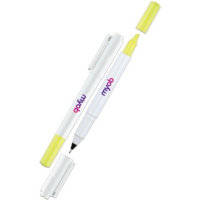 Uni-Ball White Ball Pen / Highlighter Combo