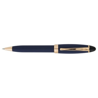 Aurora Ipsilon Satin Blue Ballpoint w/Rose Gold Trim Pen