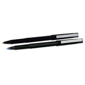 Uni-Ball BLACK Capped Rollerball Pen With Fine Point and ECOLEAF on clip