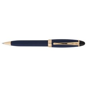 Aurora Ipsilon Satin Blue Rollerball Rose Gold Trim Pen