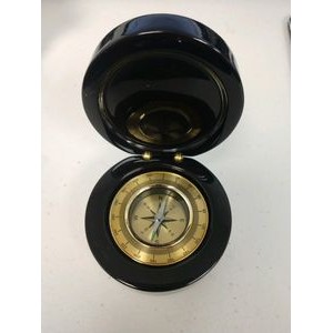 Round Compass In a Dark Rosewood Piano Finish Box