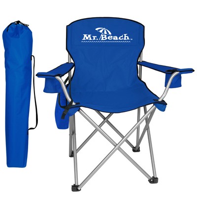 Large Folding Chair w/330 lb. Rating and Removable Bottle & 6 Pack Chair & Carry Cooler