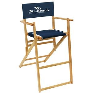 US Made Deluxe Solid Oak Hardwood Frame Bar Height Folding Chair
