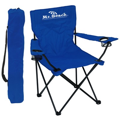 Folding Chair w/Arm Rests, 2 Cup Holders and Carry Bag