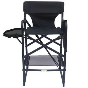 Folding Bar Height Director Chair w/Blank Replaceable Embroidery/Imprint Panels and Side Tray Table