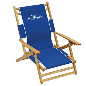 US Made Deluxe Folding Hardwood Frame Low Seating Height Beach Recliner