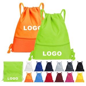 Drawstring Backpack with Front Zipper Pocket