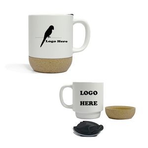 Cork Base Ceramic Mug With Lid