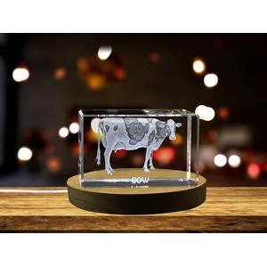 Elegant 3D Engraved Crystal of a Graceful Cow - Perfect for Farmhouse Decor and Cattle Enthusiasts