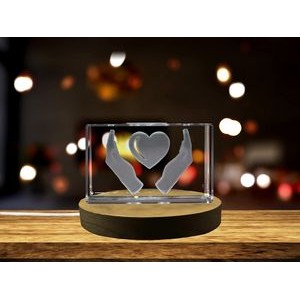 Heart in Hands 3D Engraved Crystal