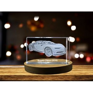 Exquisite 3D Engraved Crystal of the Legendary 2016 Bugatti Chiron Supercar