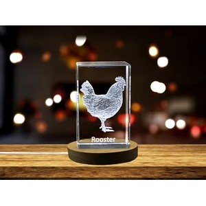 Rooster Majesty | 3D Engraved Crystal Keepsake