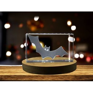Halloween Bat 3D Engraved Crystal Decor