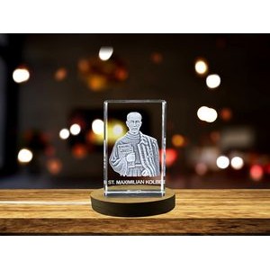 St. Maximilian Kolbe | Patron Saint of Prisoners Gift | Religious 3D Engraved Crystal