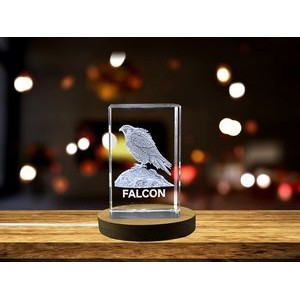 Exquisitely Crafted Crystal Falcon Sculpture | Unique Engraved Home Decor