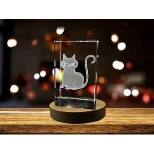 Halloween Cat 3D Engraved Crystal Decor