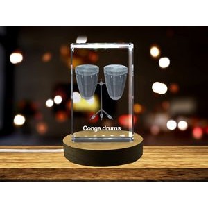 Conga Drums 3D Engraved Crystal 3D Engraved Crystal Keepsake/Gift/Decor/Collectible/Souvenir