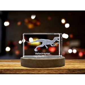 Velociraptor Dinosaur 3D Engraved Crystal/Gift/Decor/Collectible/Souvenir