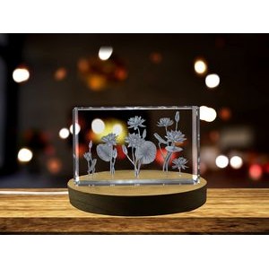 Water Lily 3D Engraved Crystal
