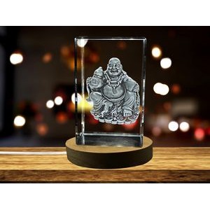 Chinese Buddha 3D Engraved Crystal Keepsake