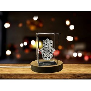 Khomsa| 3D Engraved Crystal Keepsake | Gift/Decor| Collectible | Souvenir | personalized 3D crystal