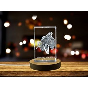 Redwing Blackbird 3D Engraved Crystal 3D Engraved Crystal Keepsake/Gift/Decor/Collectible/Souvenir