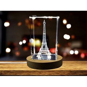 Eiffel Tower 3D Engraved Crystal Keepsake Souvenir