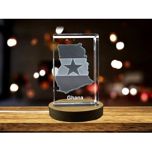 Ghana 3D Engraved Crystal 3D Engraved Crystal Keepsake/Gift/Decor/Collectible/Souvenir
